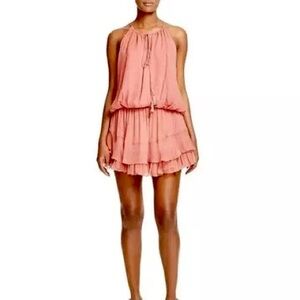 Elizabeth & James - Peach Silk “Kenji” Dropwaist Dress - Size S